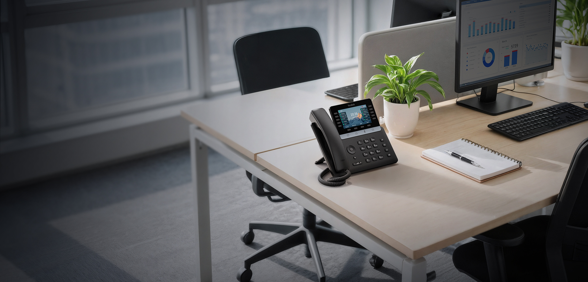 Yealink T74U desk phone in an office setting